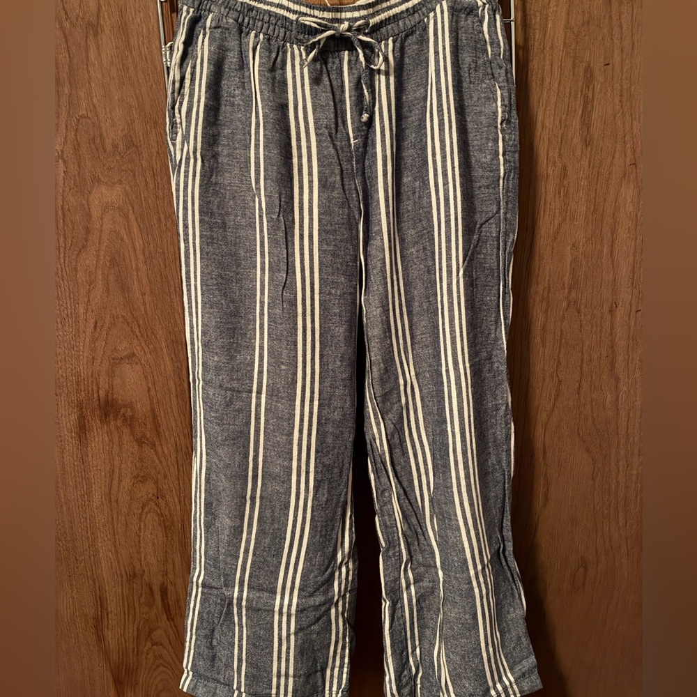 Old Navy Linen-Blend Wide-Leg Striped Pants